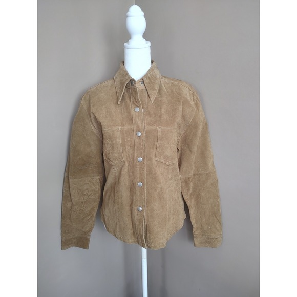 JouJou Skins Jacket Womens Small 90s Vintage Brown Suede Leather Western - Picture 1 of 9